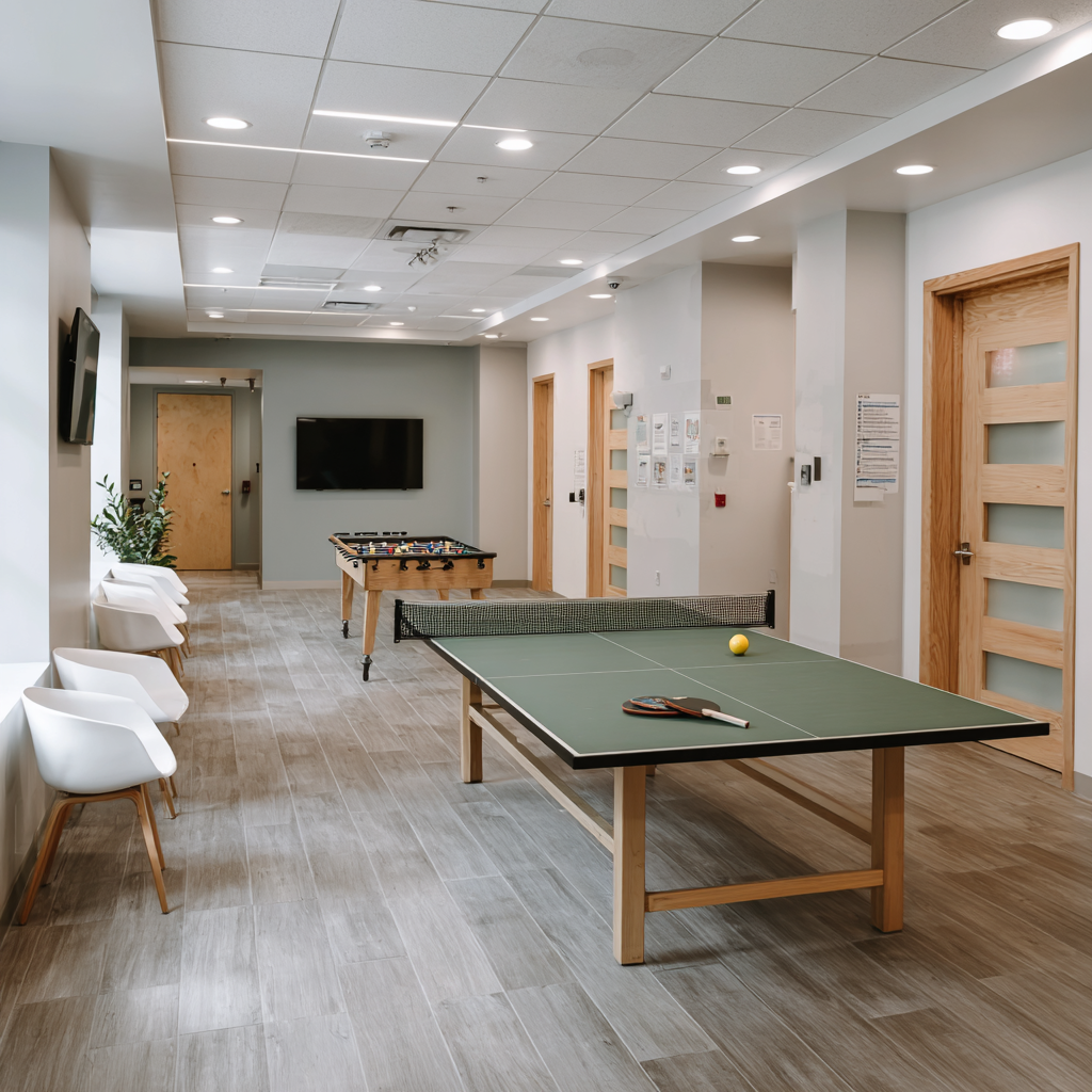 Outdoor recreation space at JPZ Healing Services in Santa Ana, California